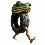 Boneca Ambalabu, the brainrot character with a frog head on a car tyre walking on human legs