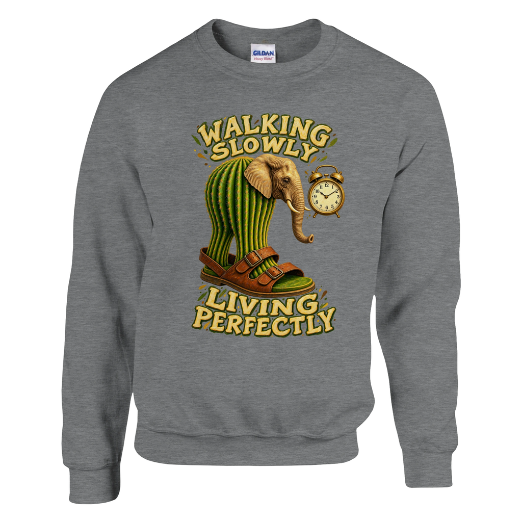 Lirili Larila print on a sport grey crewneck sweatshirt, front view