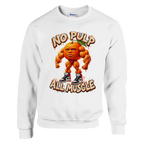 Odin Din Din Dun print on a white crewneck sweatshirt, front view