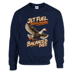 Bombombini Gusini print on a navy crewneck sweatshirt, front view