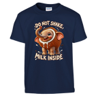 Cocofanto Elefanto print on a navy kids t-shirt, front view