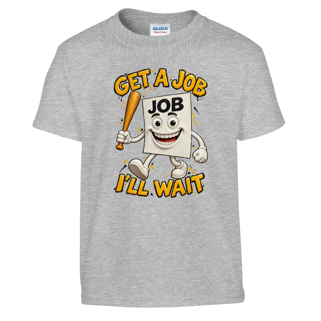 Job Job Job Sahur print on a sport grey kids t-shirt, front view