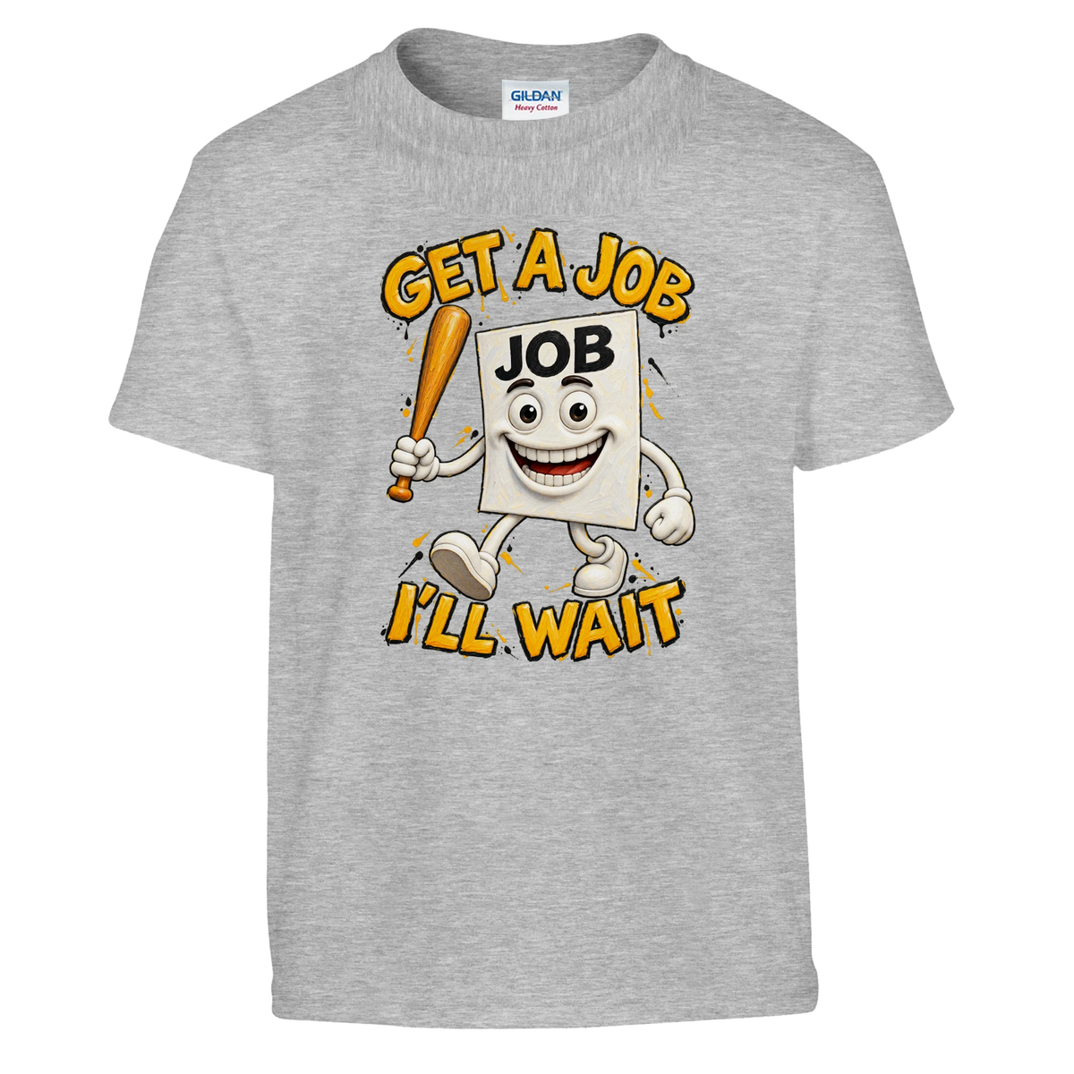 Job Job Job Sahur print on a sport grey kids t-shirt, front view