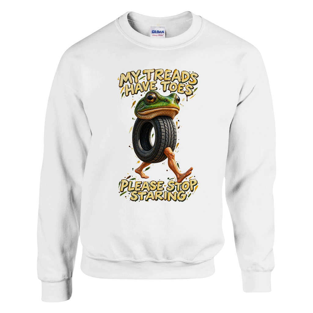 Boneca Ambalabu print on a white crewneck sweatshirt, front view