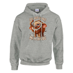 Cocofanto Elefanto print on an ash grey pullover hoodie, front view