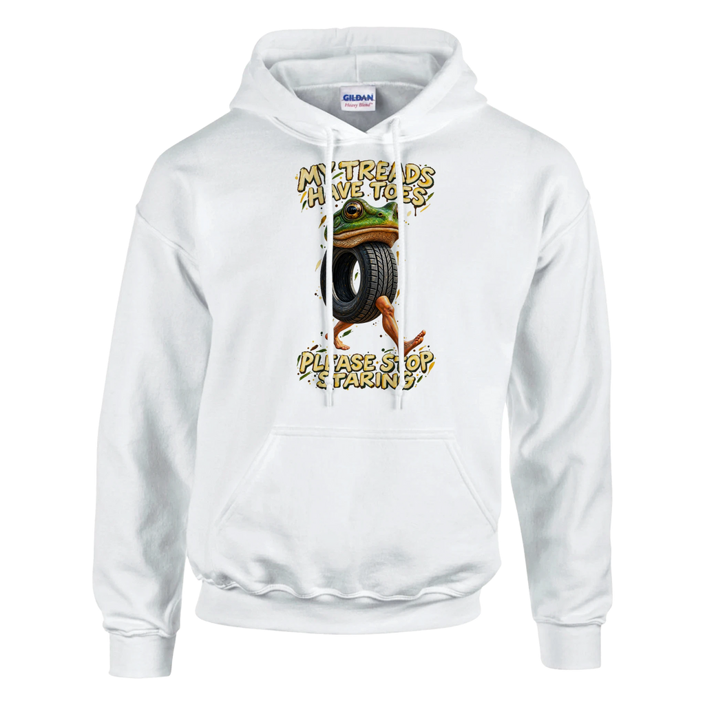 Boneca Ambalabu print on a white pullover hoodie, front view