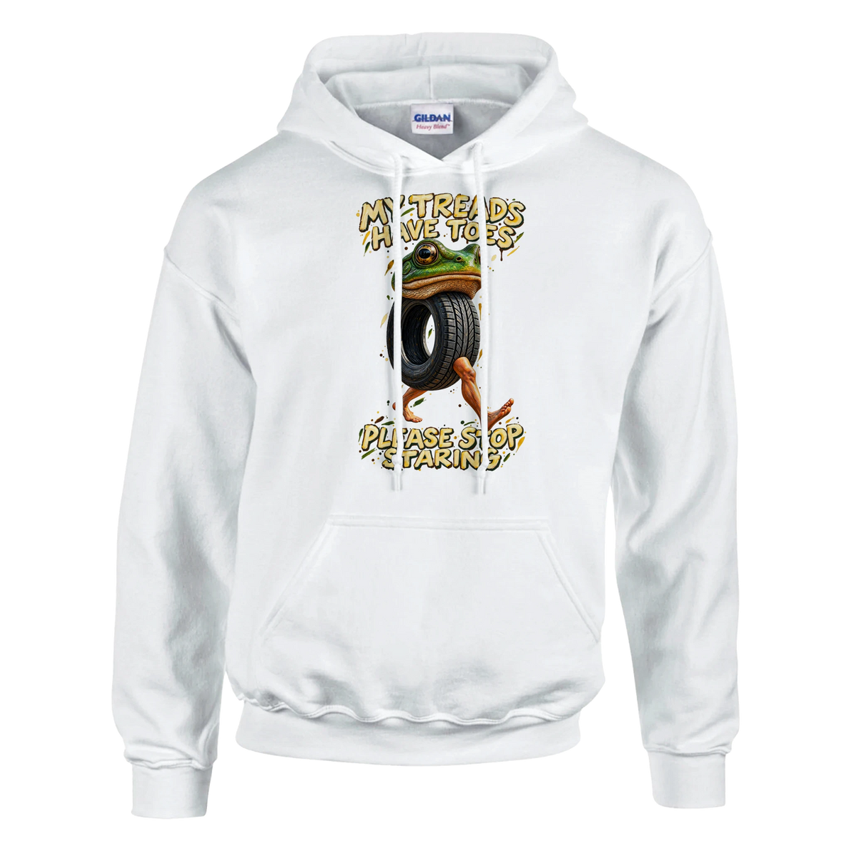 Boneca Ambalabu print on a white pullover hoodie, front view