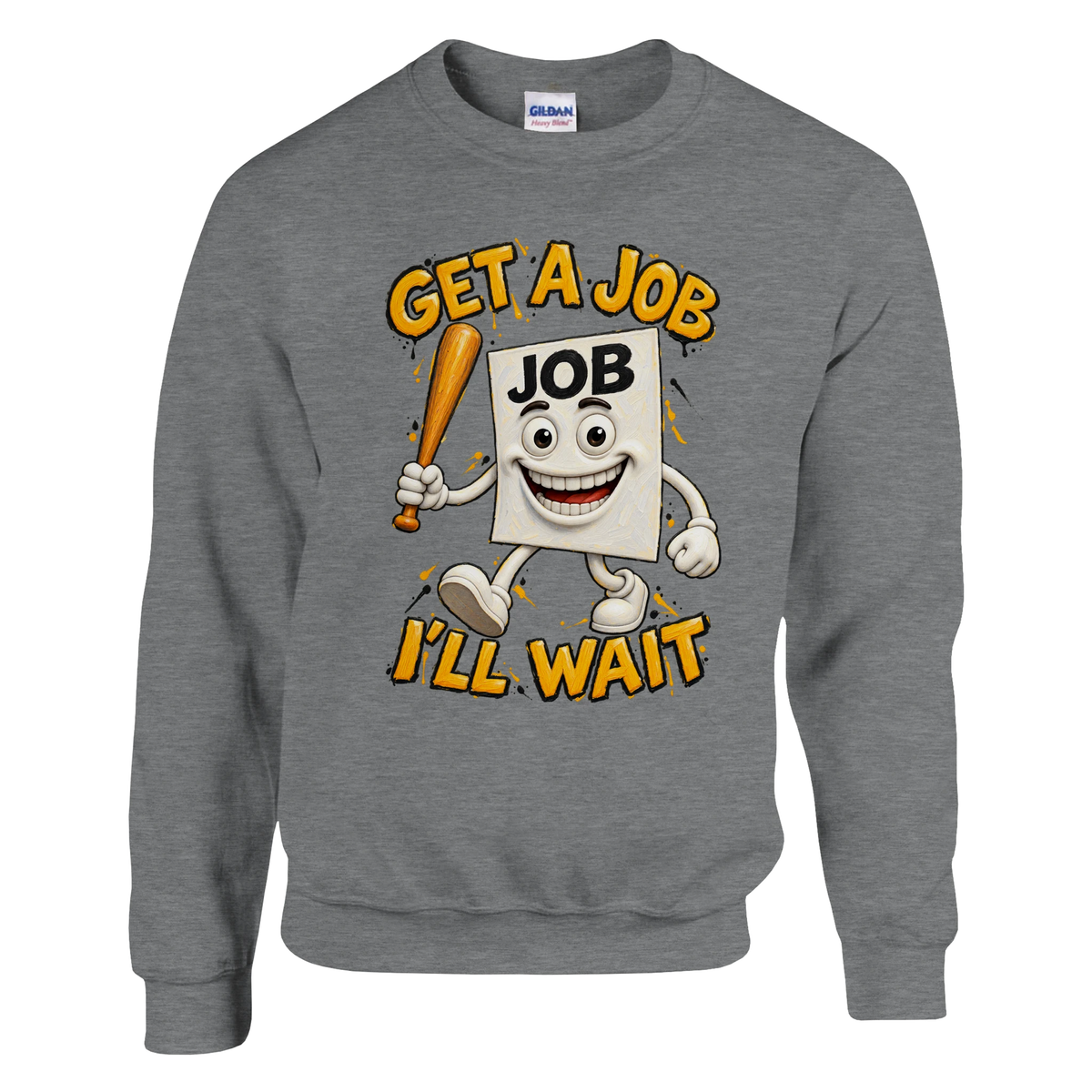 Job Job Job Sahur print on a sport grey crewneck sweatshirt, front view