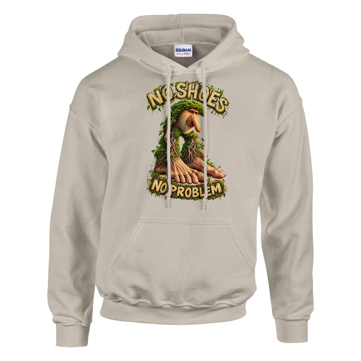 Brr Brr Patapim print on a sand pullover hoodie, front view