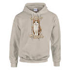 Meowl print on a sand pullover hoodie, front view
