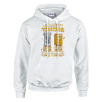 Garama and Madundung print on a white pullover hoodie, front view