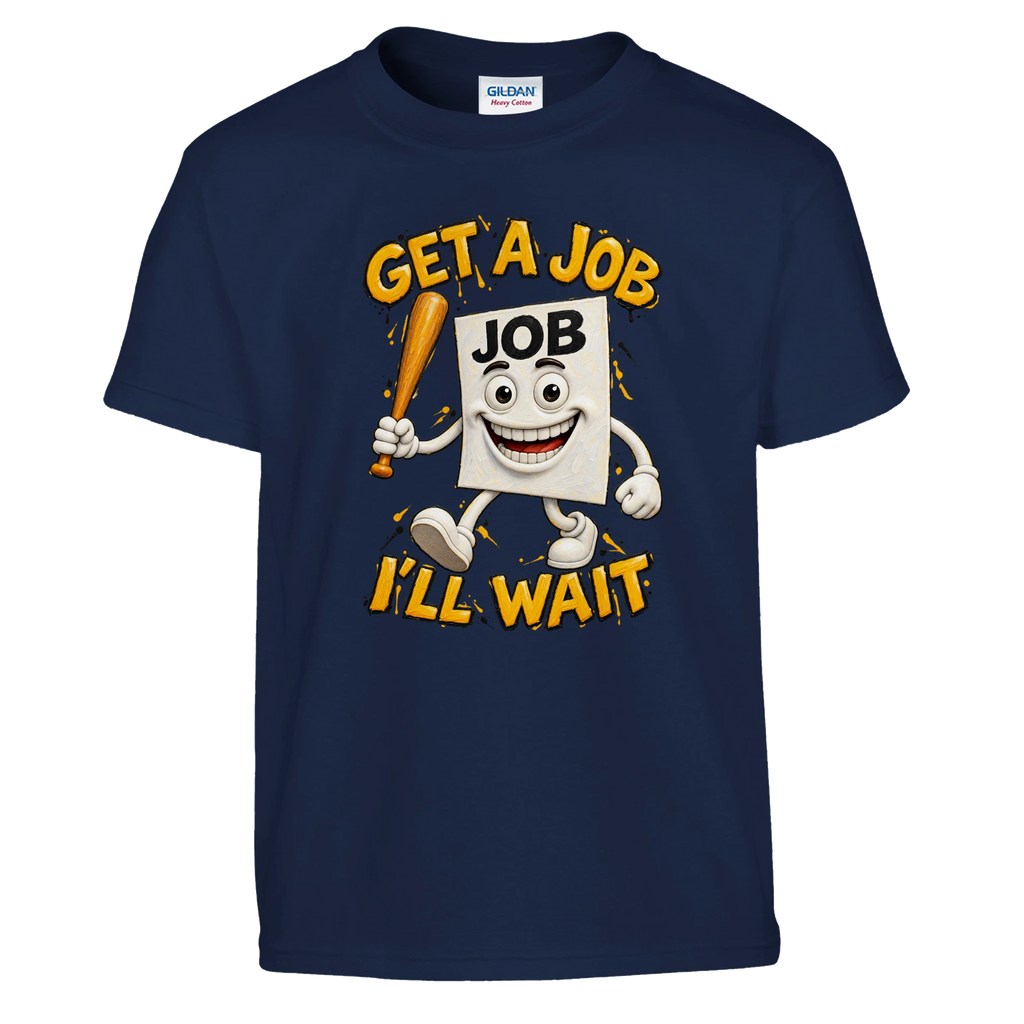 Job Job Job Sahur print on a navy kids t-shirt, front view