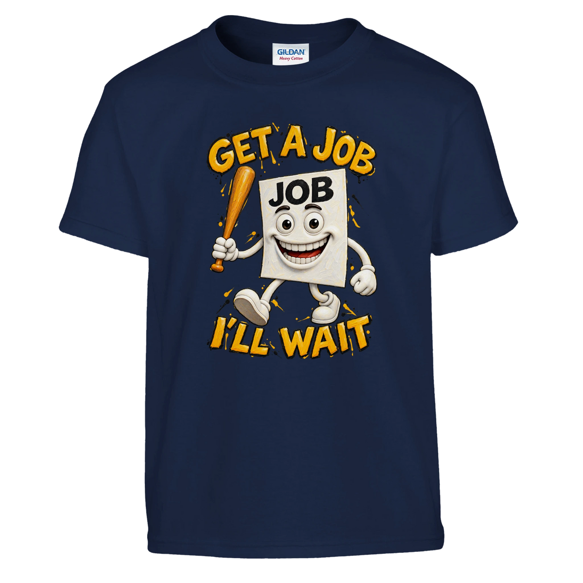 Job Job Job Sahur print on a navy kids t-shirt, front view