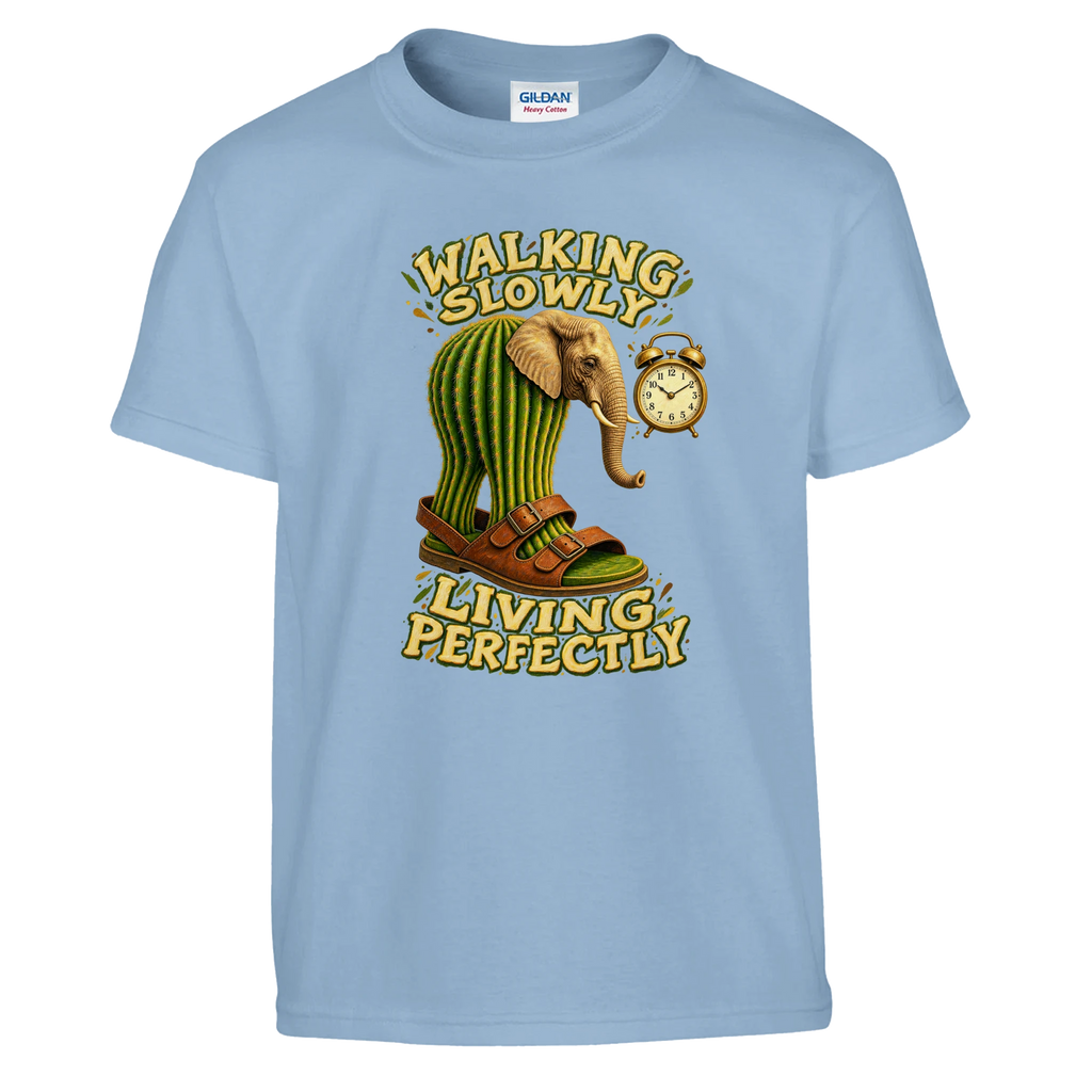 Lirili Larila print on a light blue kids t-shirt, front view