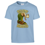 Lirili Larila print on a light blue kids t-shirt, front view