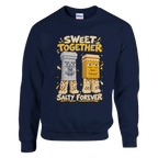 Garama and Madundung print on a navy crewneck sweatshirt, front view