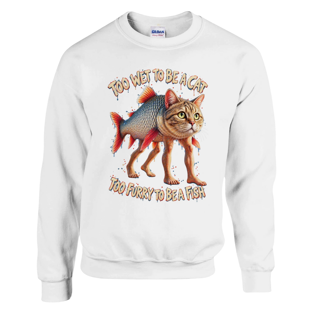 Trulimero Trulichina print on a white crewneck sweatshirt, front view