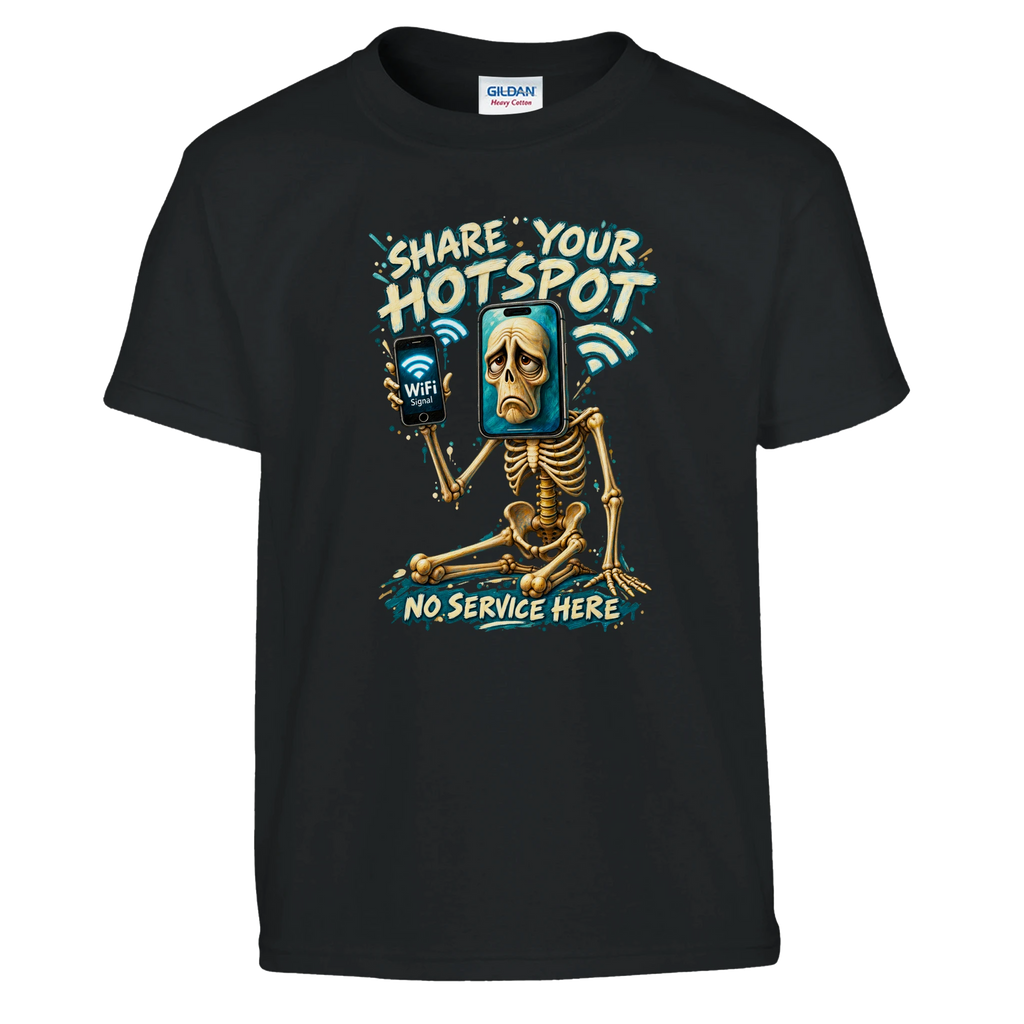 Pot Hotspot print on a black kids t-shirt, front view