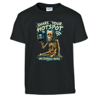 Pot Hotspot print on a black kids t-shirt, front view