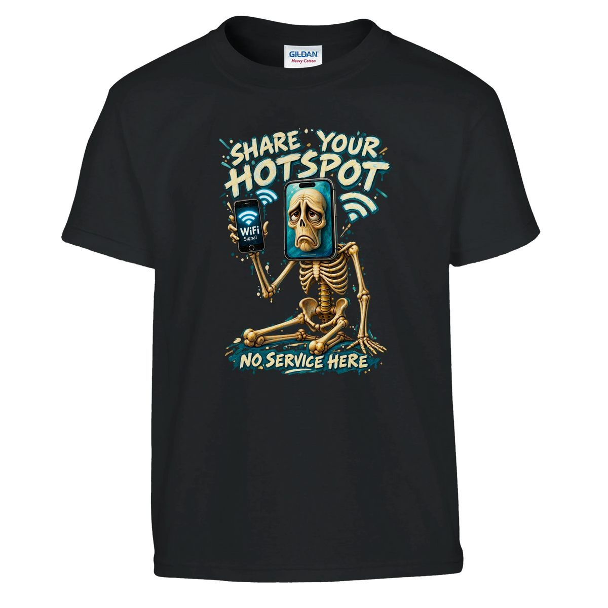Pot Hotspot print on a black kids t-shirt, front view