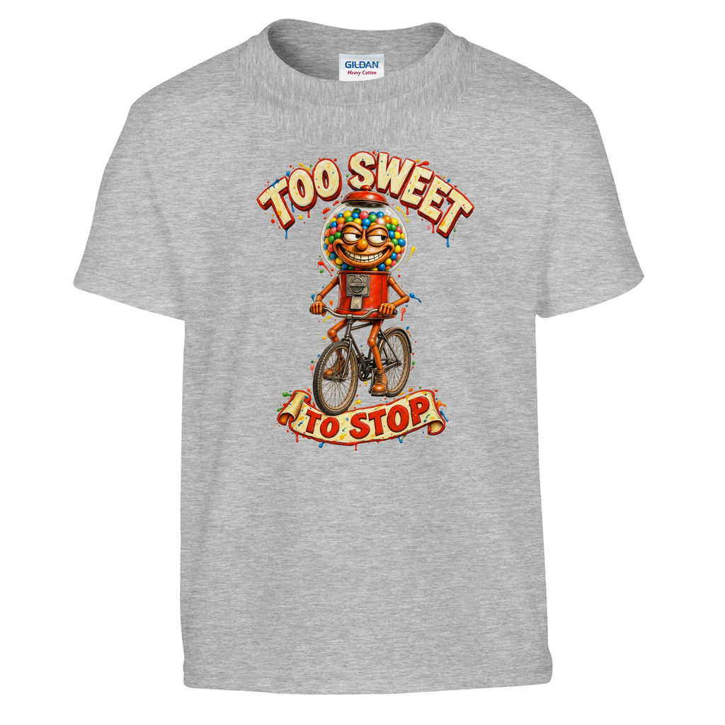 Chicleteira Bicicleteira print on a sport grey kids t-shirt, front view