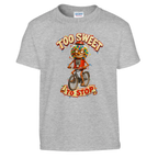 Chicleteira Bicicleteira print on a sport grey kids t-shirt, front view