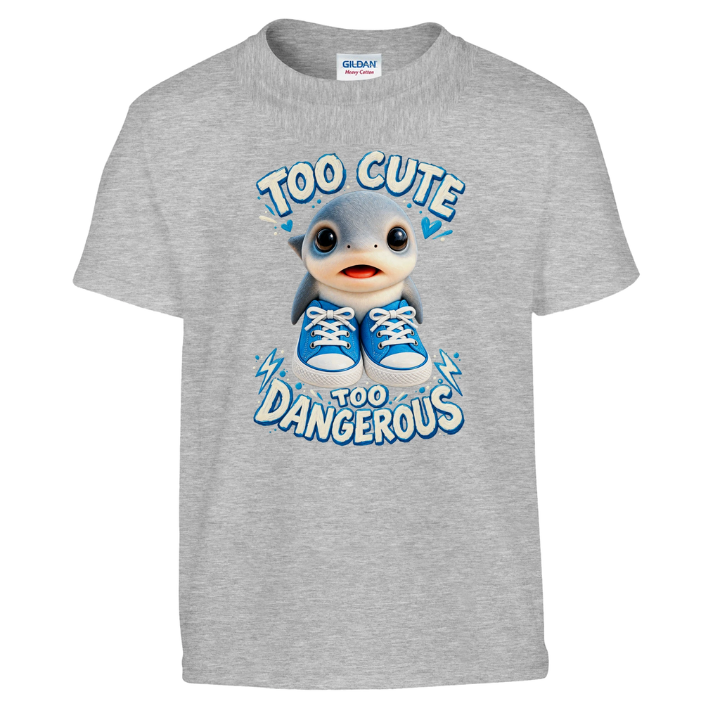 Los Tralaleritos print on a sport grey kids t-shirt, front view