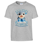 Los Tralaleritos print on a sport grey kids t-shirt, front view