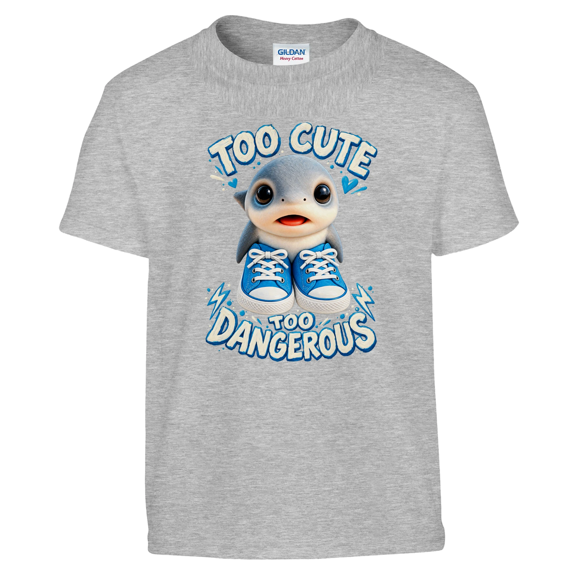 Los Tralaleritos print on a sport grey kids t-shirt, front view