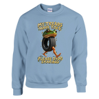 Boneca Ambalabu print on a light blue crewneck sweatshirt, front view