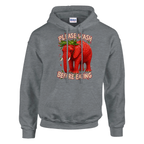 Strawberry Elephant print on a sport grey pullover hoodie, front view