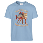 Trulimero Trulichina print on a light blue kids t-shirt, front view