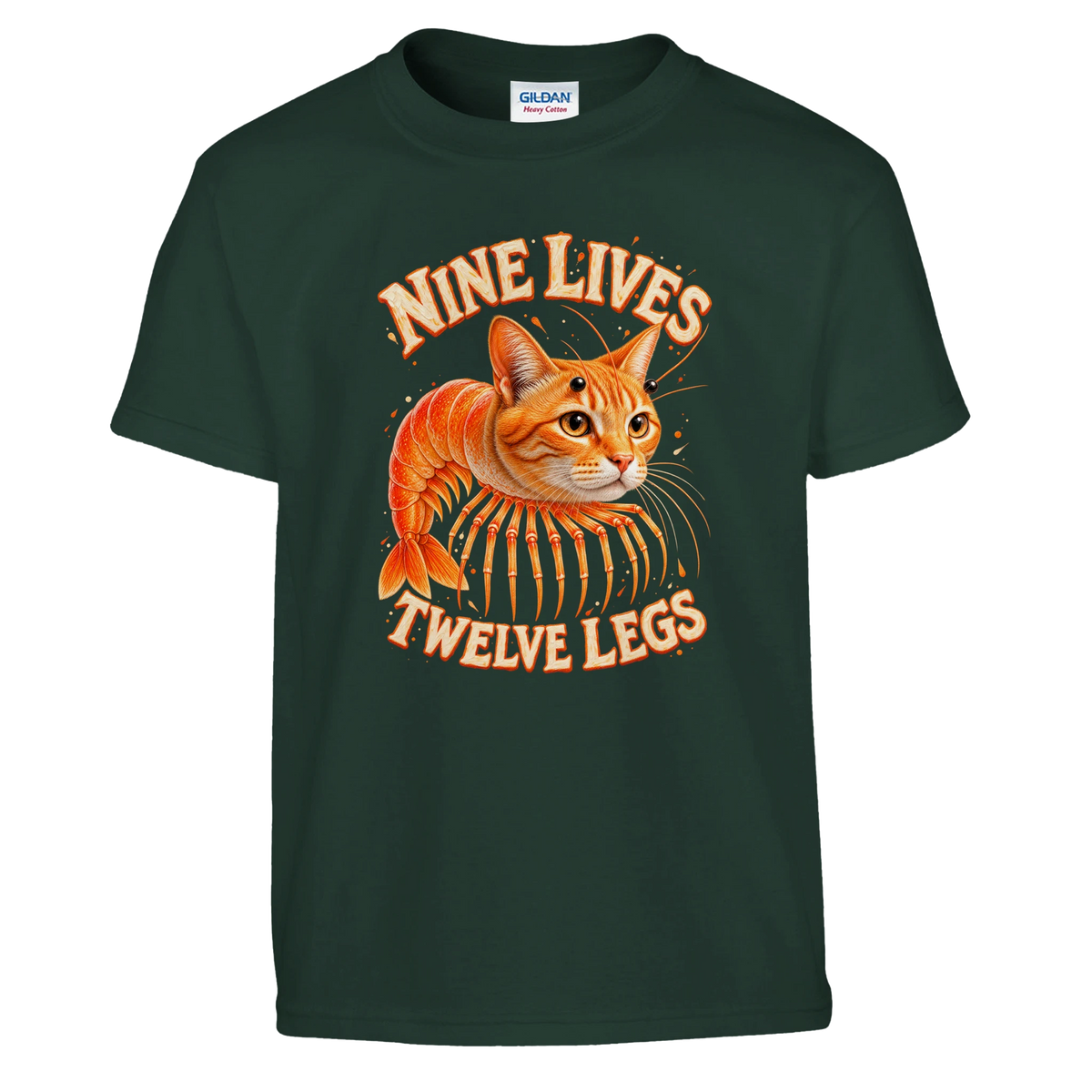 Trippi Troppi print on a forest green kids t-shirt, front view