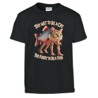 Trulimero Trulichina print on a black kids t-shirt, front view