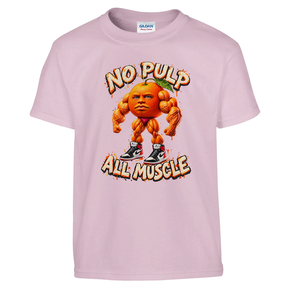 Odin Din Din Dun print on a light pink kids t-shirt, front view