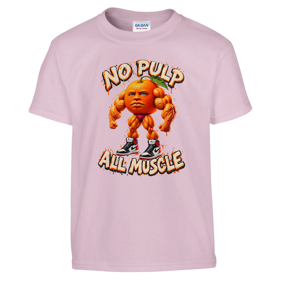 Odin Din Din Dun print on a light pink kids t-shirt, front view