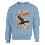 Bombombini Gusini print on a light blue crewneck sweatshirt, front view
