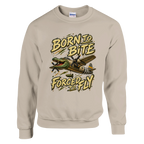 Bombardino Crocodilo print on a sand crewneck sweatshirt, front view