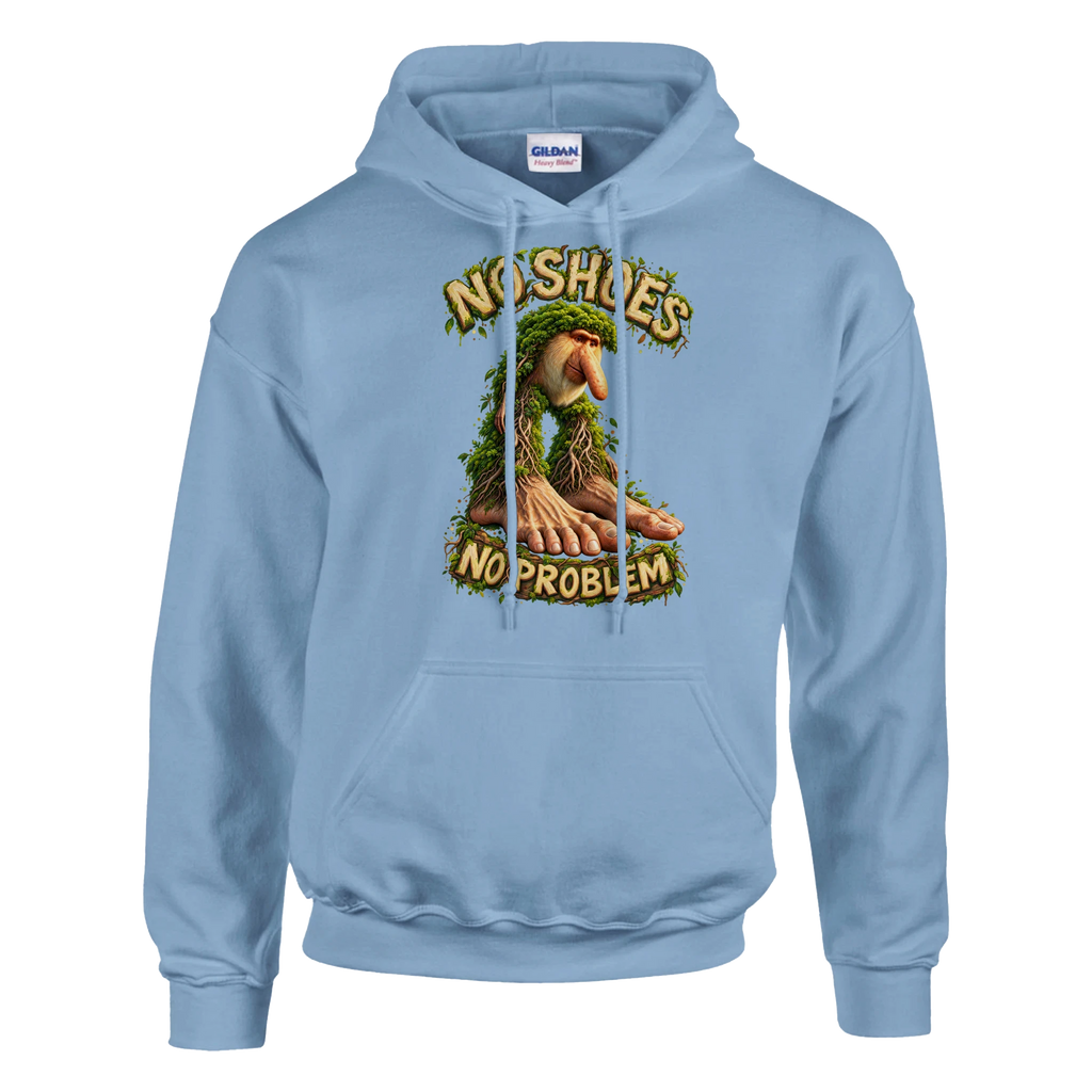 Brr Brr Patapim print on a light blue pullover hoodie, front view