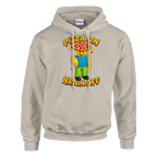 Noobini Pizzanini print on a sand pullover hoodie, front view