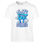 67 print on a white kids t-shirt, front view