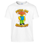Noobini Pizzanini print on a white kids t-shirt, front view