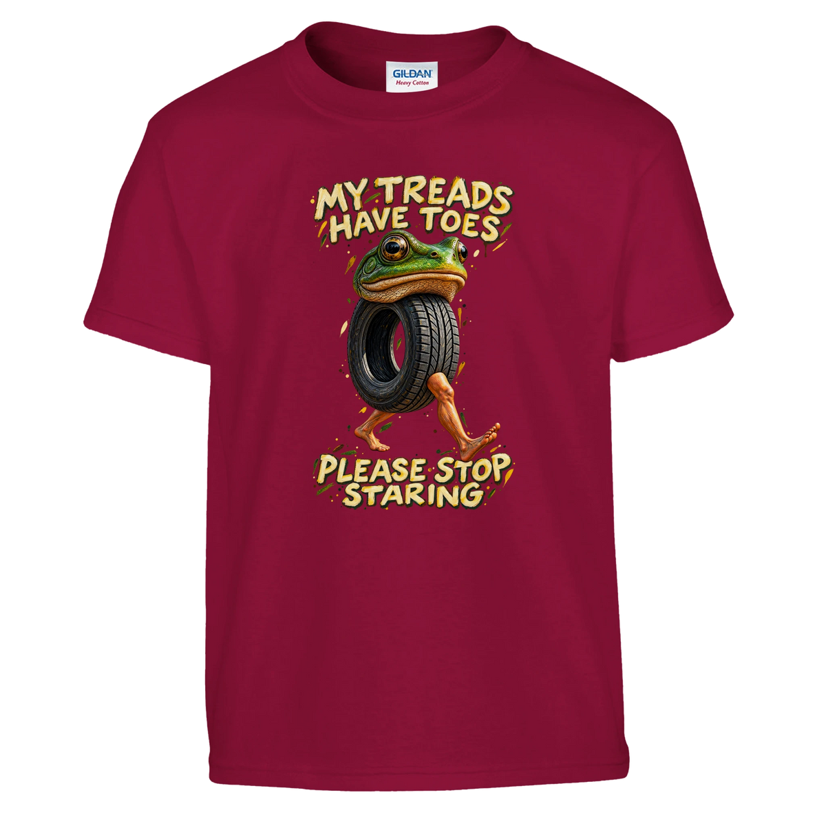 Boneca Ambalabu print on a cardinal red kids t-shirt, front view