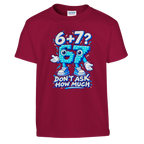 67 print on a cardinal red kids t-shirt, front view