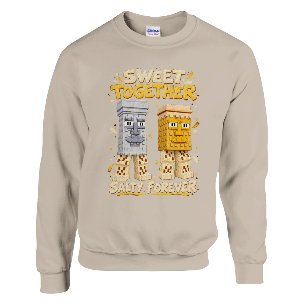 Garama and Madundung print on a sand crewneck sweatshirt, front view
