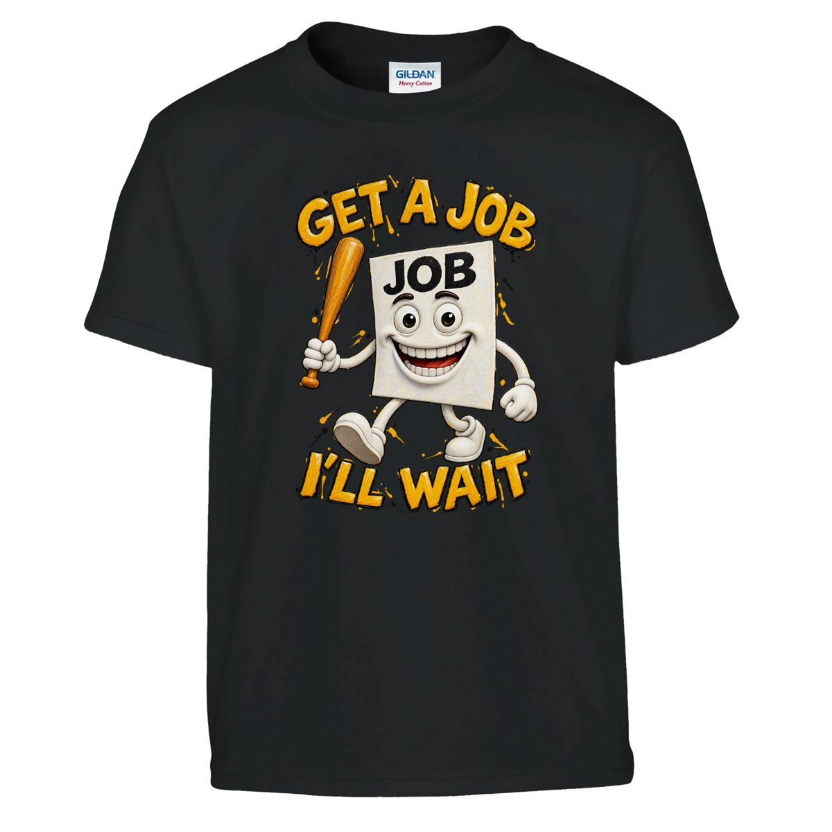 Job Job Job Sahur print on a black kids t-shirt, front view