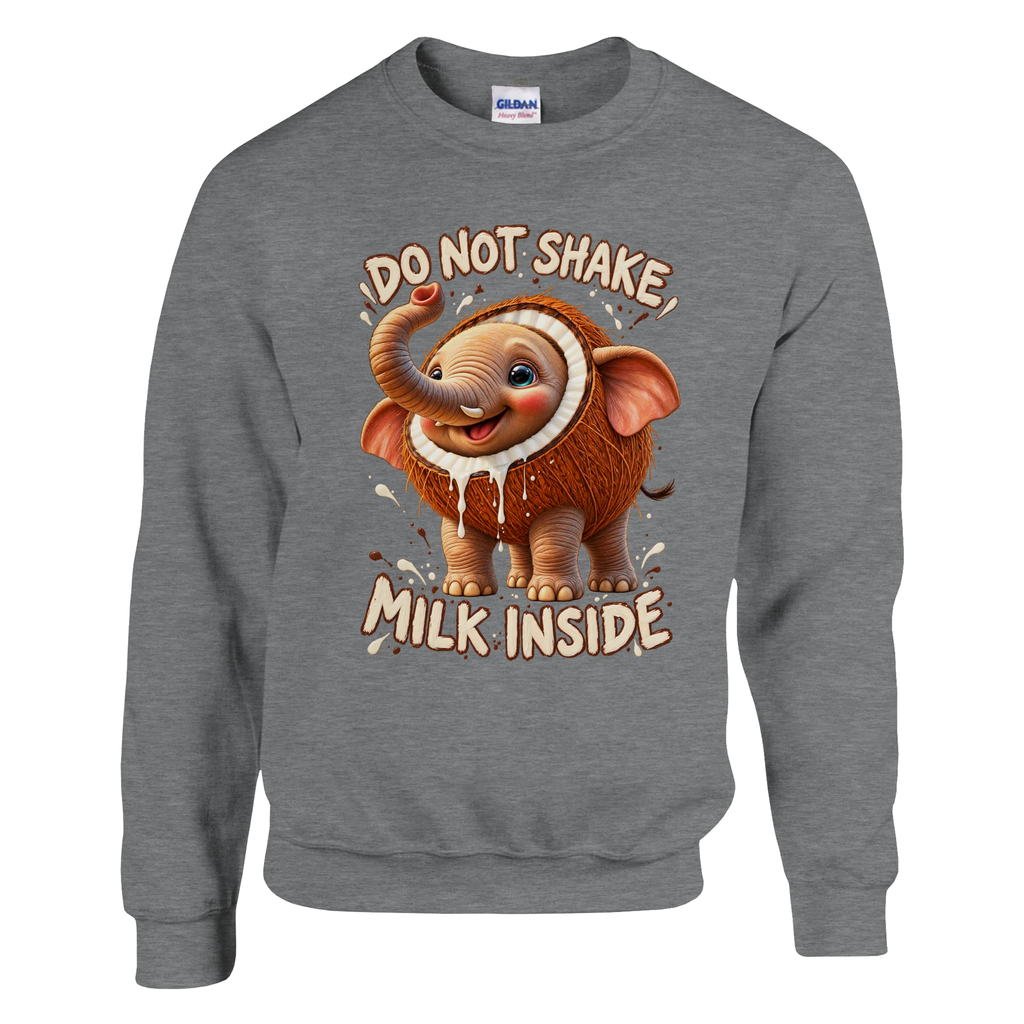 Cocofanto Elefanto print on a sport grey crewneck sweatshirt, front view
