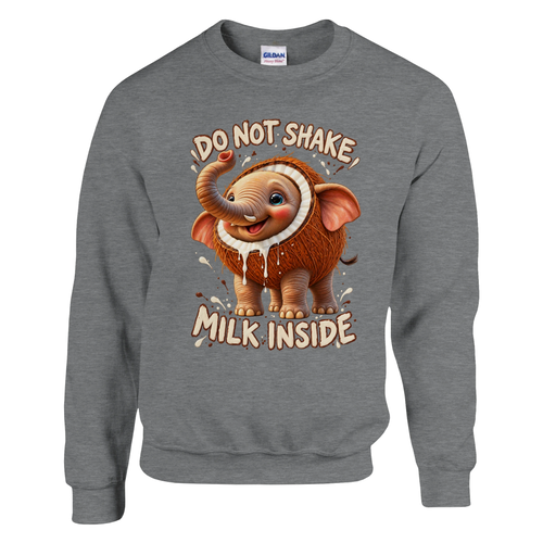 Cocofanto Elefanto print on a sport grey crewneck sweatshirt, front view