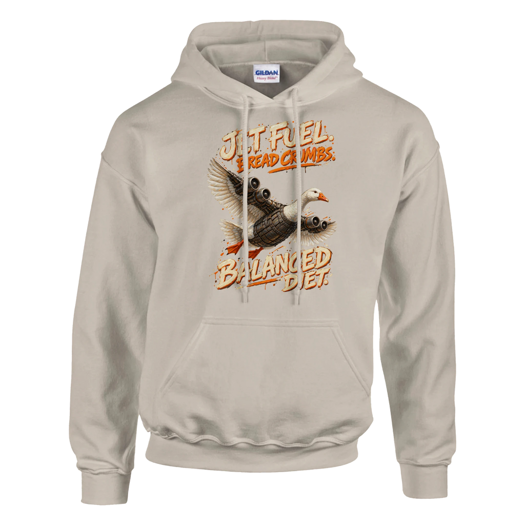 Bombombini Gusini print on a sand pullover hoodie, front view