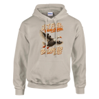Bombombini Gusini print on a sand pullover hoodie, front view